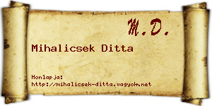 Mihalicsek Ditta névjegykártya